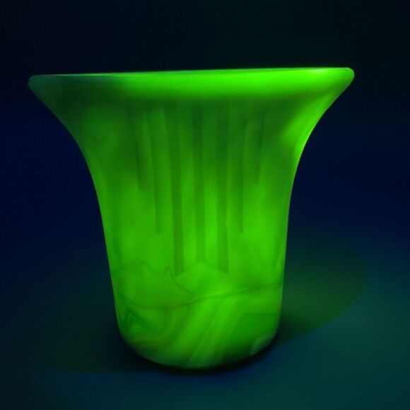 1940s Akro Agate Slag Glass Vase Pot Art Deco - Picture 3 of 16